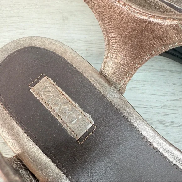 NWOT! Ecco pewter leather strappy sandals size 38 - Picture 8 of 12